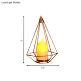 Golden Led Candle Style Table Lamp With Fun Cage Design For Kids Nightstand