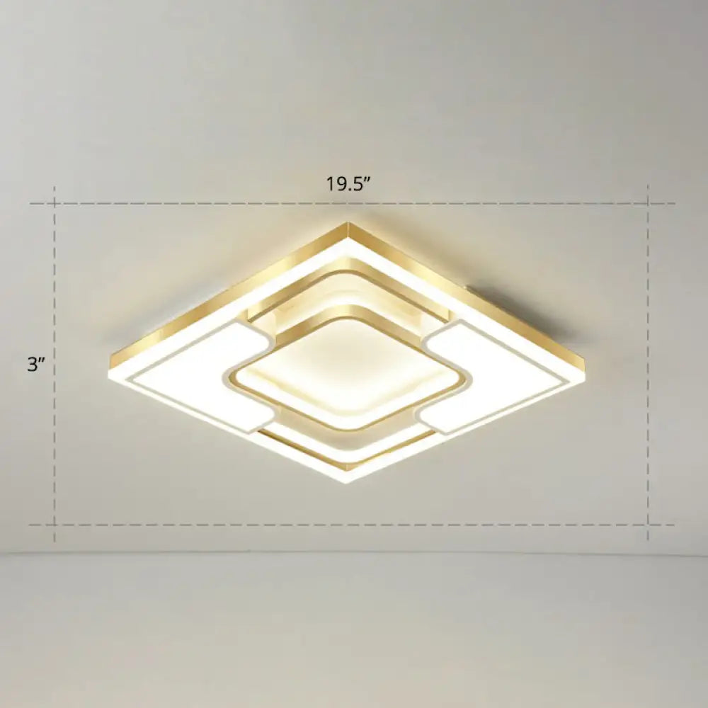Golden Led Flush Mount Ceiling Light With Metallic Frame - Modern Lighting For Living Room Gold /