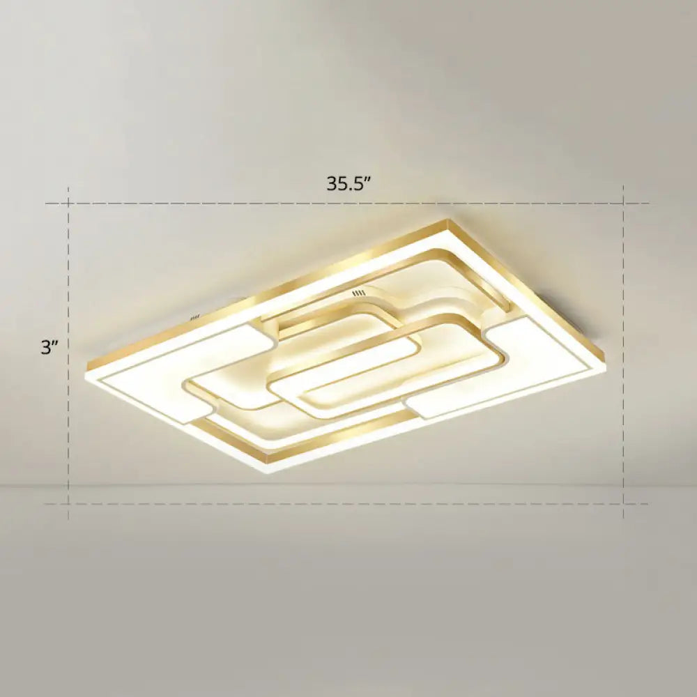 Golden Led Flush Mount Ceiling Light With Metallic Frame - Modern Lighting For Living Room Gold /
