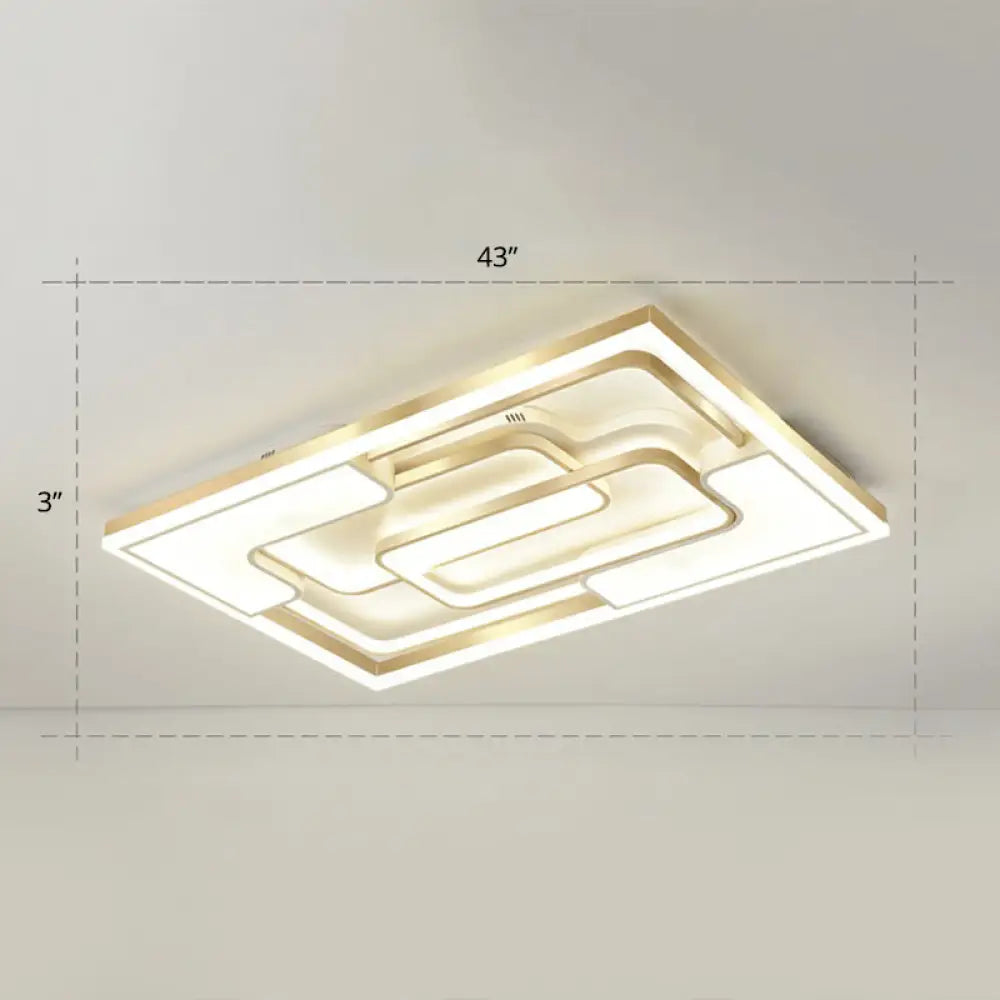 Golden Led Flush Mount Ceiling Light With Metallic Frame - Modern Lighting For Living Room Gold /