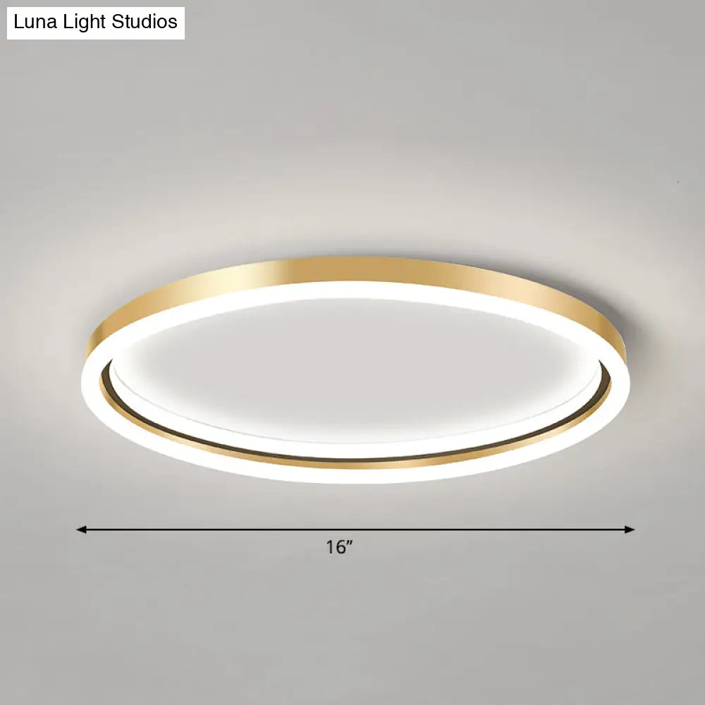 Golden LED Flush Mounted Lamp for Bedroom - Simplicity Aluminum Ring Ceiling Flush Mount Light