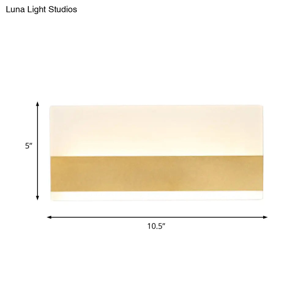 Golden Led Wall Sconce: Simplicity Cuboid Design Acrylic White/Warm Light