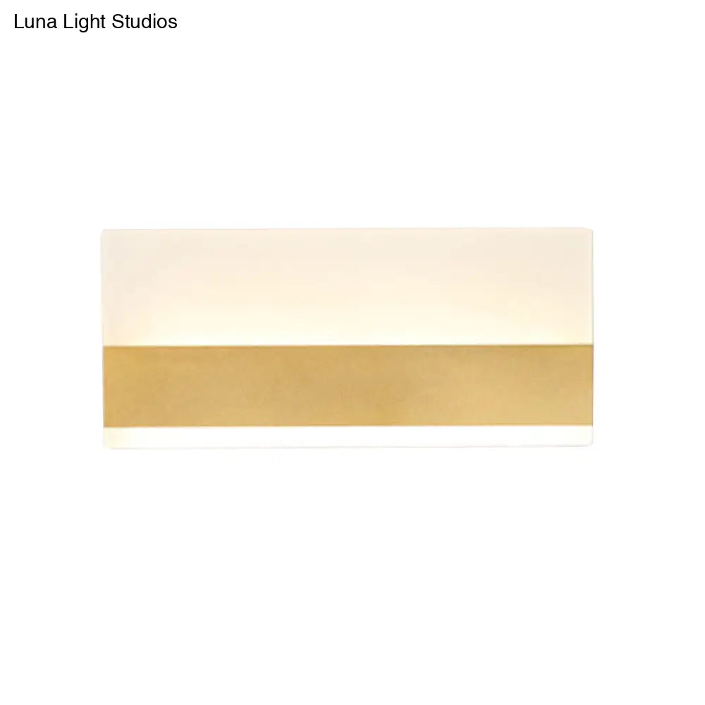 Golden Led Wall Sconce: Simplicity Cuboid Design Acrylic White/Warm Light