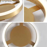 Golden Metal Ceiling Mounted Led Flush Lamp For Modern Corridors - Round/Square Warm/White Light