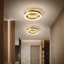Golden Metal Ceiling Mounted Led Flush Lamp For Modern Corridors - Round/Square Warm/White Light