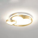 Golden Metal Flush Mount Ceiling Light With Double Heart Design For Modern Bedroom Lighting Gold /
