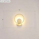Golden Metal Led Sconce: Stylish Round Wall Mounted Lamp For Bedrooms