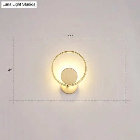 Golden Metal Led Sconce: Stylish Round Wall Mounted Lamp For Bedrooms