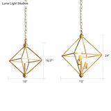 Golden Metal Pendant Candle Chandelier - 4-Light Fixture For Living Room