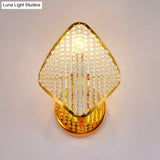 Golden Rhombus Wall Light Fixture With Clear Crystal Beads - Modern & Stylish