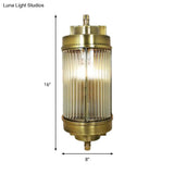 Golden Ribbed Glass Wall Sconce Lamp With 1 Head - Colonial Style