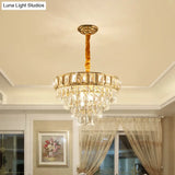 Golden Tiered Crystal Chandelier With 6/9-Light | Elegant Dining Room Hanging Lamp