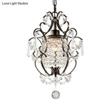 Gourd Crystal Pendant: Nordic Style 1-Head Coffee/Chrome Ceiling Light For Hallway