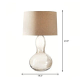 Gourd Shaped Fabric Tapered Table Lamp - Modern Single Living Room Nightstand Lighting Flaxen