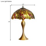 Grape Night Table Lamp - Handcrafted Glass Victorian Style In Brass