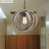 Gray Wood Farmhouse Pendant Light With Orb Design - Ideal For Dining Room