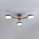 Gray Wood Macaron Loft Led Circle Chandelier: Stylish Living Room Hanging Light 3 / Grey