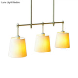 Green Barrel Fabric Pendant Light - Traditional 3-Light Fixture For Dining Room Island Lighting