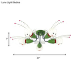 Green Bee Metal Semi-Flush Ceiling Lamp For Hallway/Bedroom