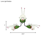 Green Bee Metal Semi-Flush Ceiling Lamp For Hallway/Bedroom