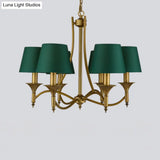 Green Cone Fabric Pendant Chandelier - Classic Bedroom Ceiling Fixture With 3/6/8 Lights