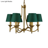 Green Cone Fabric Pendant Chandelier - Classic Bedroom Ceiling Fixture With 3/6/8 Lights