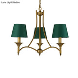 Green Cone Fabric Pendant Chandelier - Classic Bedroom Ceiling Fixture With 3/6/8 Lights