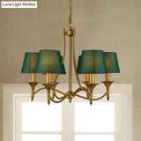 Green Cone Fabric Pendant Chandelier - Classic Bedroom Ceiling Fixture With 3/6/8 Lights