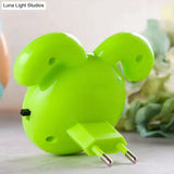 Green Doggy Mini Led Night Light - Cartoon Plastic Wall Lamp For Kids Bedside