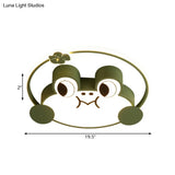 Green Frog Led Flush Light: Fun Acrylic Cartoon Ceiling Fixture For Kids