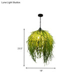 Green Industrial Pendant Light Fixture: 3/4 Bulbs 18’/21.5’ Wide Metal Led Hanging Lamp Kit For