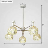 Green Macaron Hollow Orb Chandelier With Crystal Bead Accent | Bedroom Hanging Light
