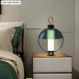Green Metal Desk Lamp With Glass Shade - Modern Design & Domed Shape