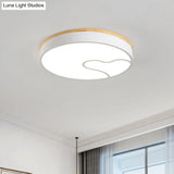 Green/White/Grey Macaron Ceiling Led Light With Wave Pattern And Wood Accent