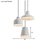 Grey Cement Pendant Lamp: Vintage Geometry With Linear/Round Canopy - Set Of 3 Hanging Bulbs