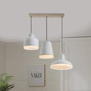 Grey Cement Pendant Lamp: Vintage Geometry With Linear/Round Canopy - Set Of 3 Hanging Bulbs /