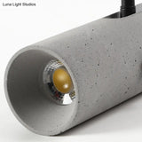 Grey Cement Semi Flush Mount Spotlight With Modern Cylinder Shade For Dining Room