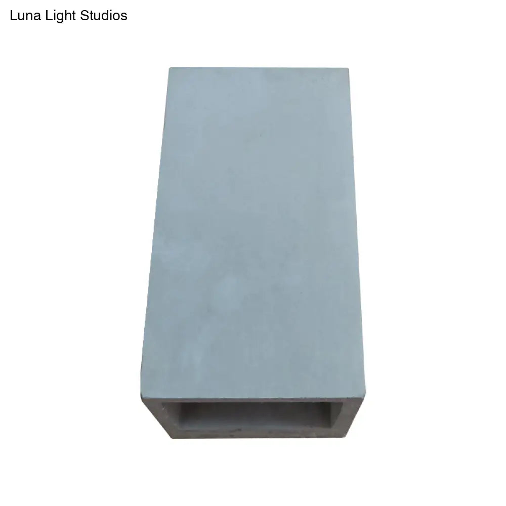 Grey Flush Mount Wall Light Nordic 1 Head - Cube/Cuboid Cement Up & Down Sconce For Stairs 4/5/7