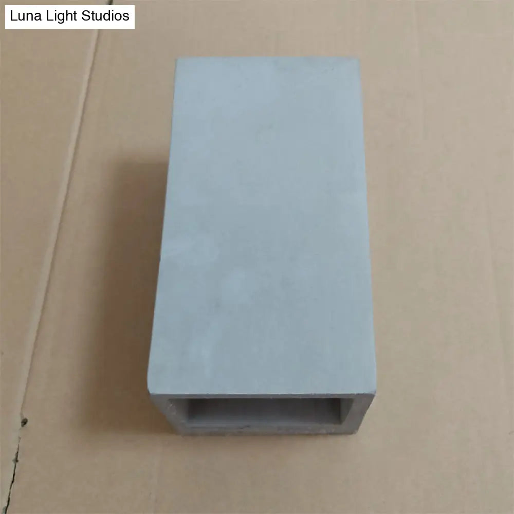 Grey Flush Mount Wall Light Nordic 1 Head - Cube/Cuboid Cement Up & Down Sconce For Stairs 4/5/7