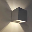Grey Flush Mount Wall Light Nordic 1 Head - Cube/Cuboid Cement Up & Down Sconce For Stairs 4/5/7