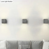 Grey Flush Mount Wall Light Nordic 1 Head - Cube/Cuboid Cement Up & Down Sconce For Stairs 4/5/7