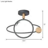 Grey Planet Orbit Semi Flush Metallic Ceiling Mounted Fixture - Contemporary Design