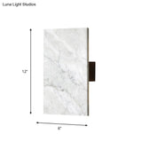 Grey Wall Sconce With Rectangle Marble Shade - 2 Lights Bedside Mounted Lamp