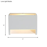 Gypsum 1-Light Led Wall Lamp In Minimalist Box Shape For Bedroom White