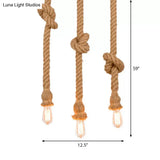 H Brown Naked Bulb Design Pendant Light With Rope Knot - Ideal For Kitchen Bar 39’/59’ Height