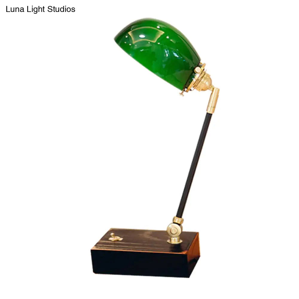 Haedus - Vintage-Style Green Glass Reading Lamp With Retro Design Perfect For