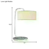 Hailey - Simplicity 1-Bulb Nightstand Light Black/White Cylinder Night Table Lamp With Fabric Shade