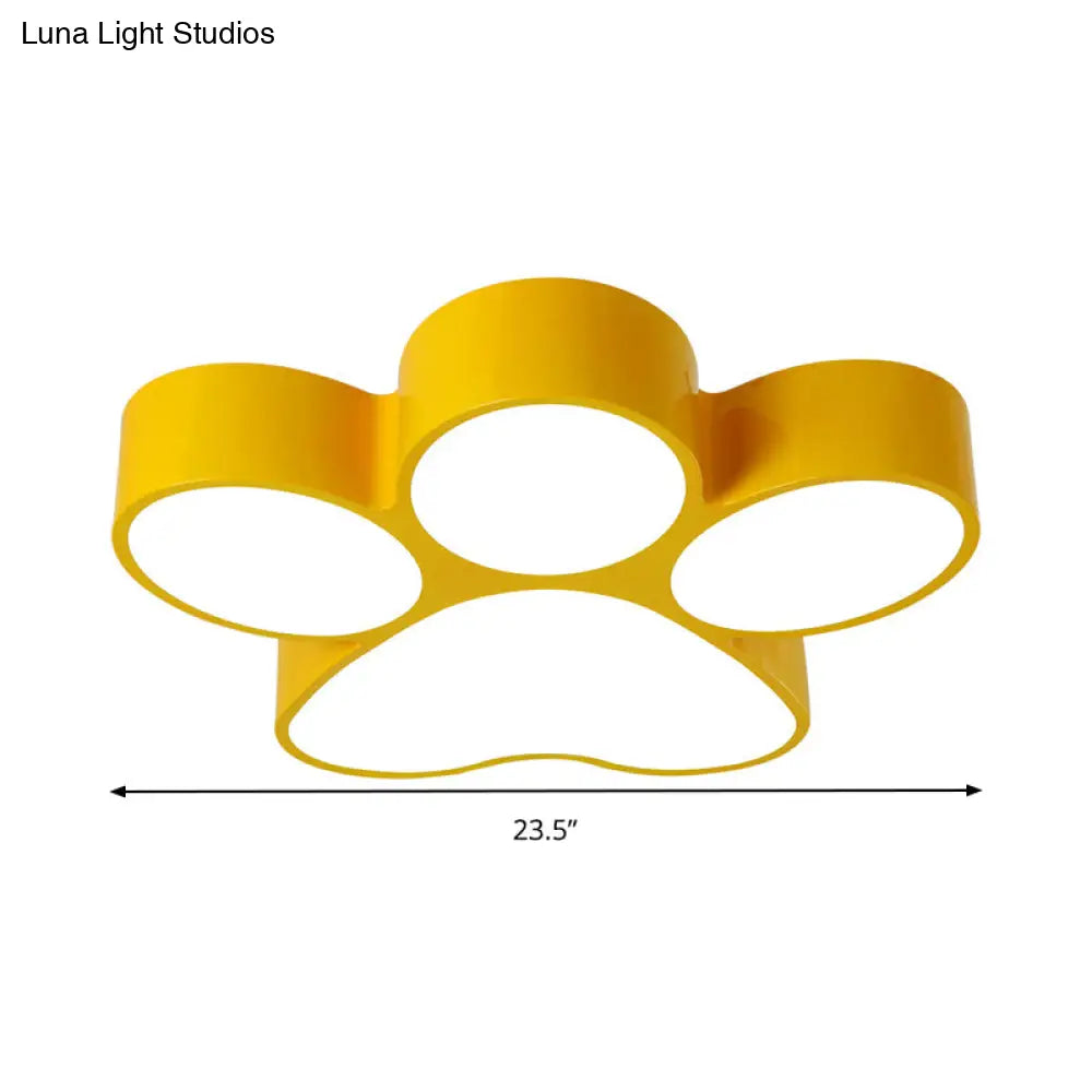 Hallway Home Paw Led Flushmount Ceiling Light - Acrylic Kids’ Lovely Design