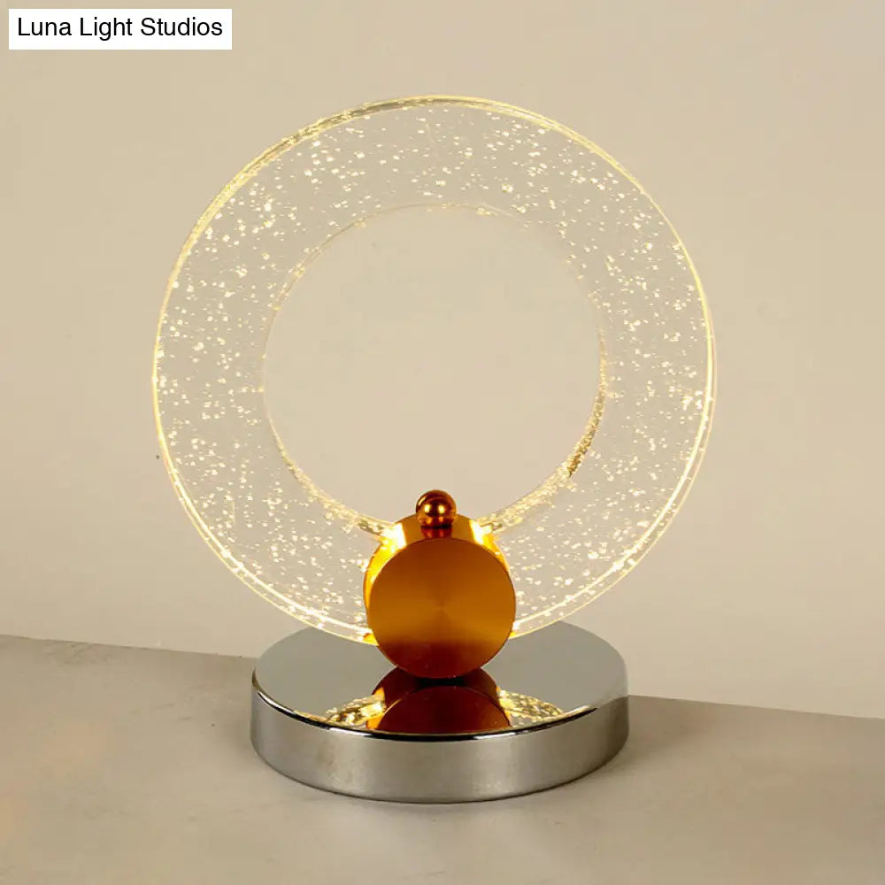 Halo Crystal Desk Lamp - Minimalist Clear Seeded Design For Living Room