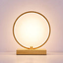 Halo Ring Led Nightstand Lamp Stylish Table Light For Bedroom Wood / Round On/Off Switch